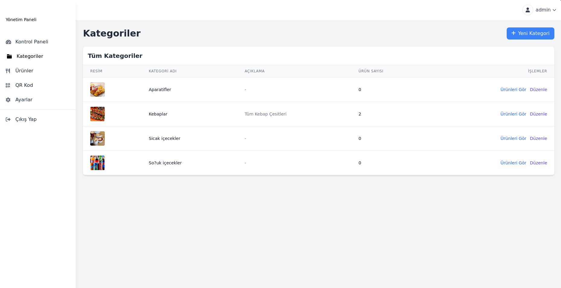 QR Menü Sistemi - Restoran menü örneği